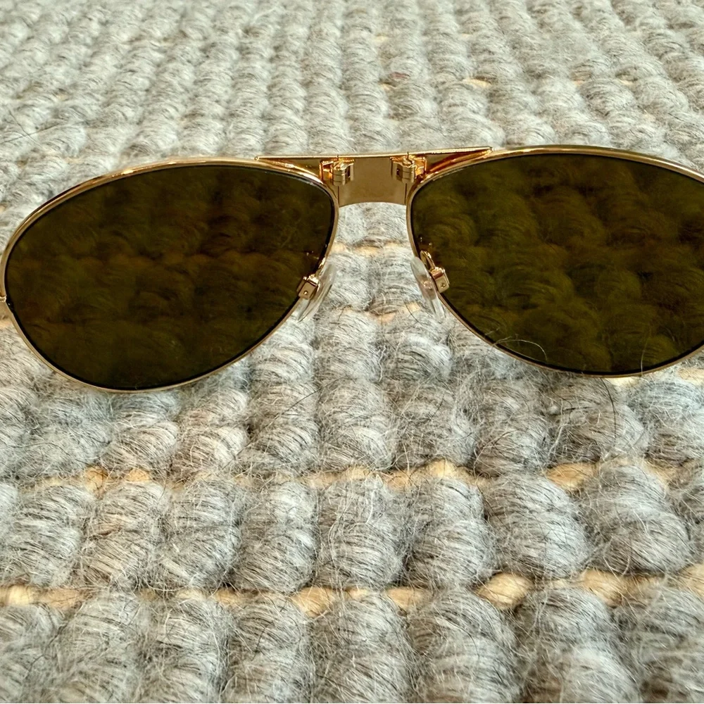 CHANEL Homme Gold Foldable Aviator Sunglasses - Picture 5 of 9